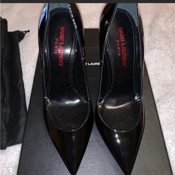 Saint Laurent Opyum 110 Black patent leather YSL Logo pointed heel - Picture 2 of 6